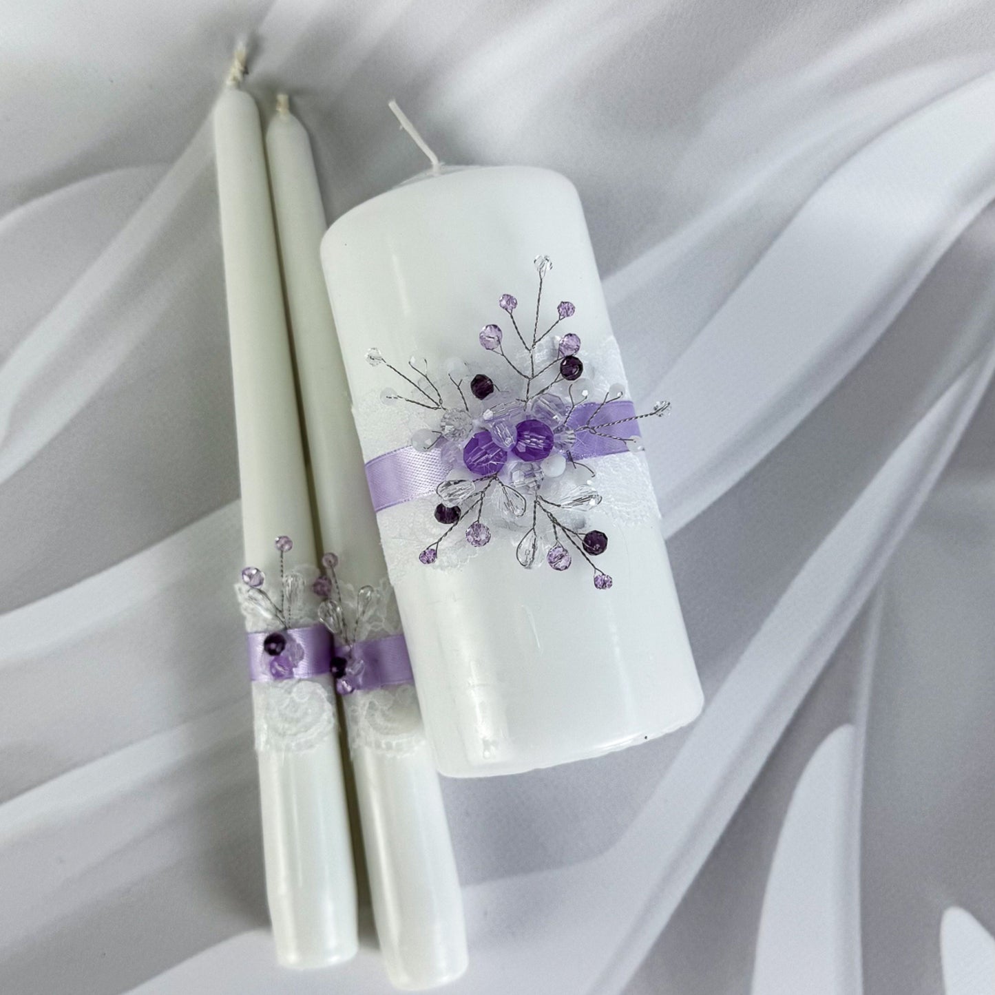 Magik Life Unity Candle Set for Wedding Ceremony – Elegant & Meaningful-Diamond | Purple