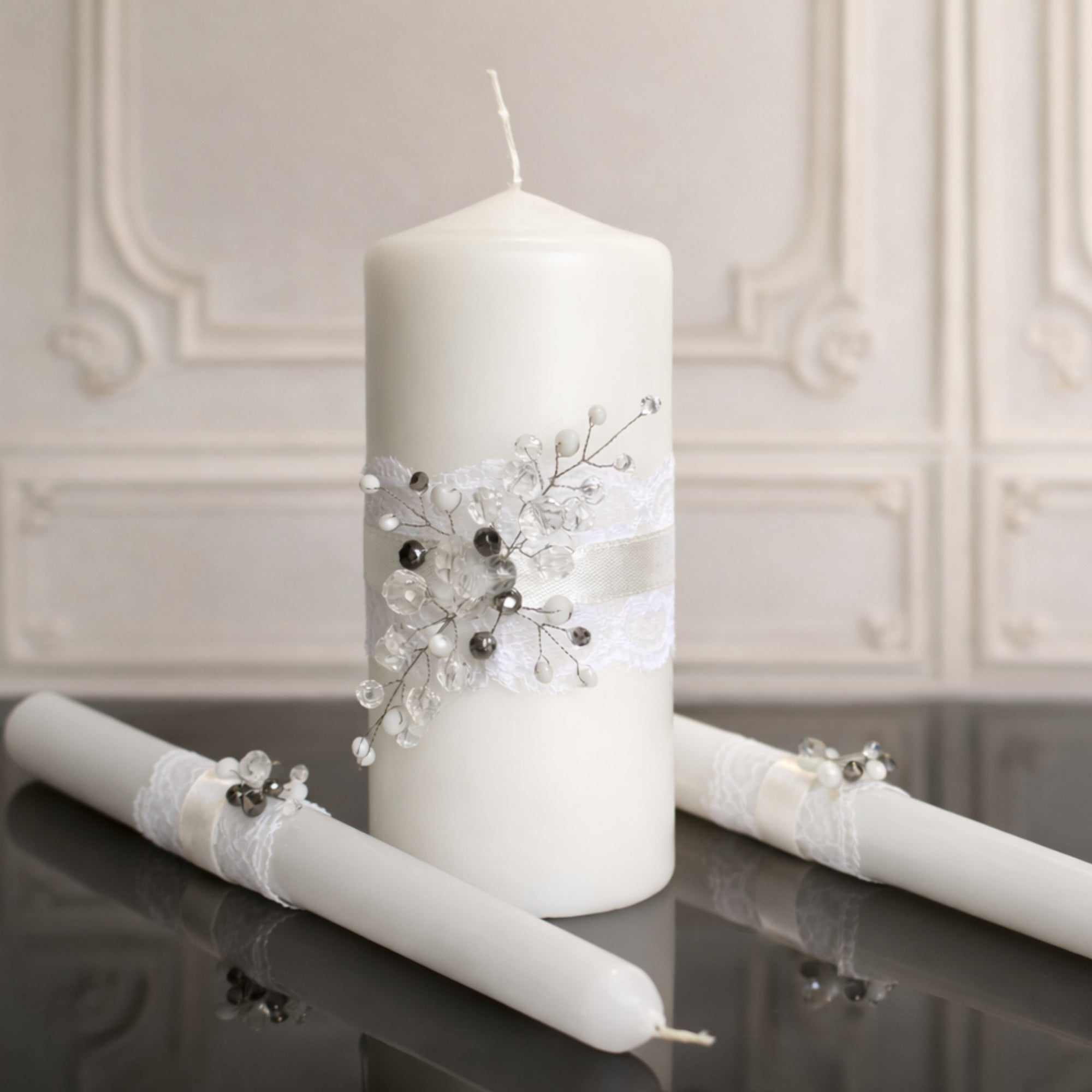 Set Candele Unity Violet - Cerimonia Nuziale 3 Candele E 2 Coni