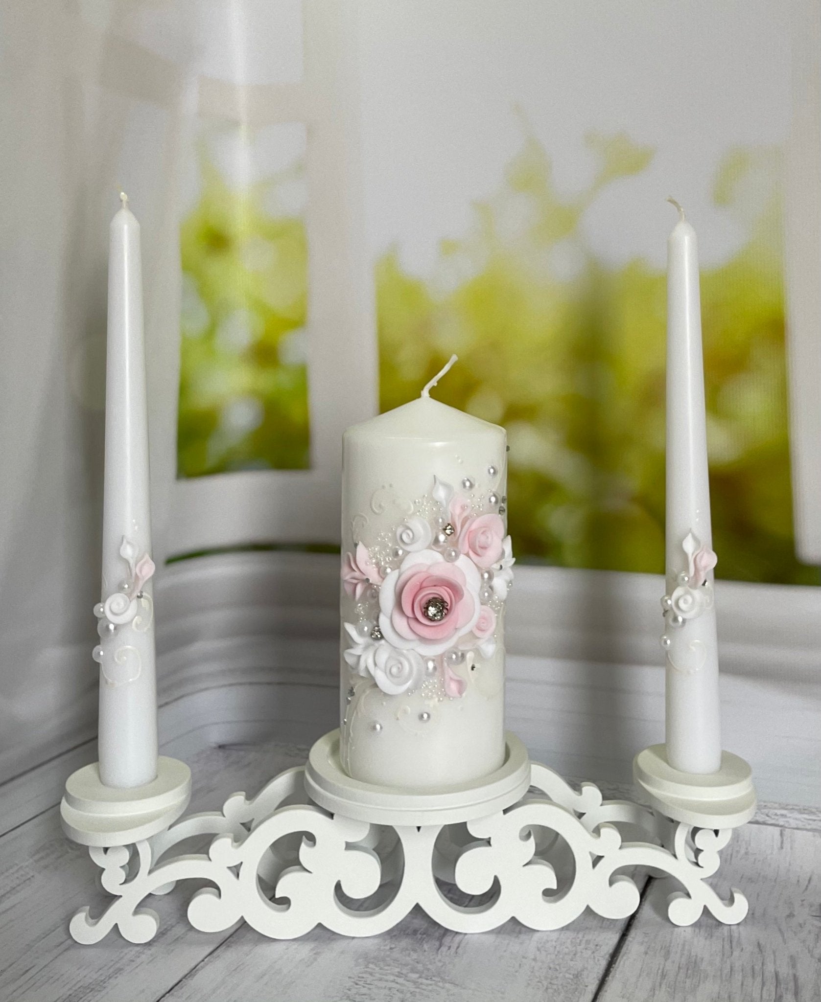 Magik Life Unity Candle Holder for Wedding Ceremony - Unity Candle Stand - Candle Holder Set - Bachelorette and Engagement Party Decoration - Wedding Centerpieces Decorations - Magik Life