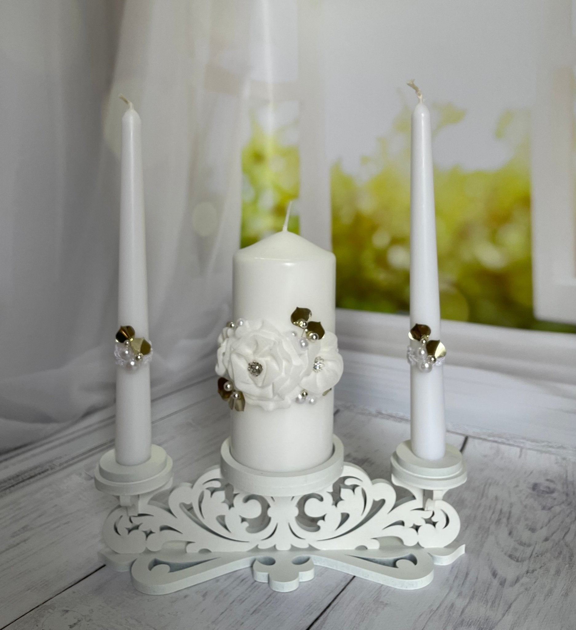 Magik Life Unity Candle Holder for Wedding Ceremony - Unity Candle Stand - Candle Holder Set - Bachelorette and Engagement Party Decoration - Wedding Centerpieces Decorations - Magik Life