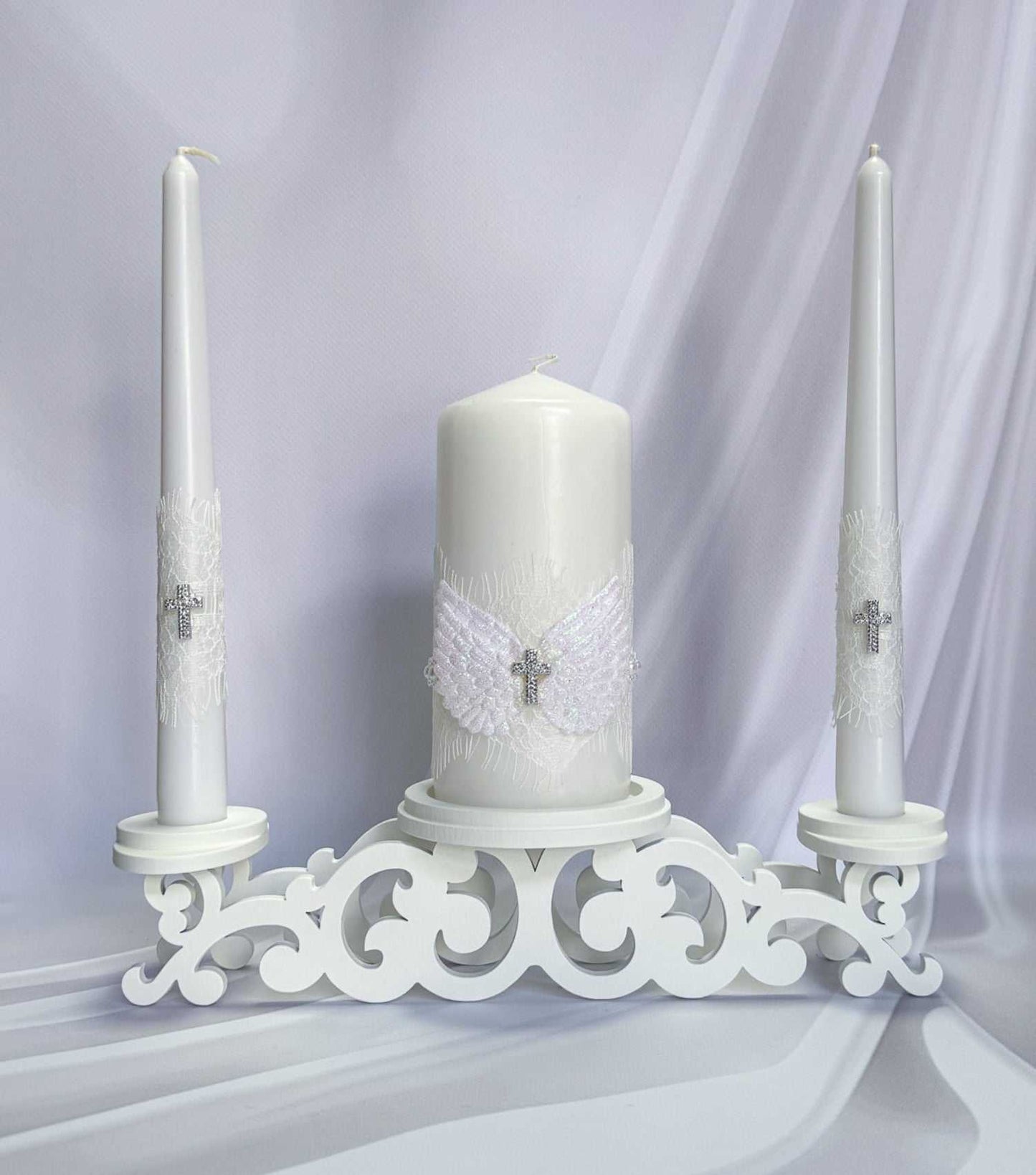 Magik Life Unity Candle Holder for Wedding Ceremony – Wooden Stand for Taper and Pillar Candles - Magik Life