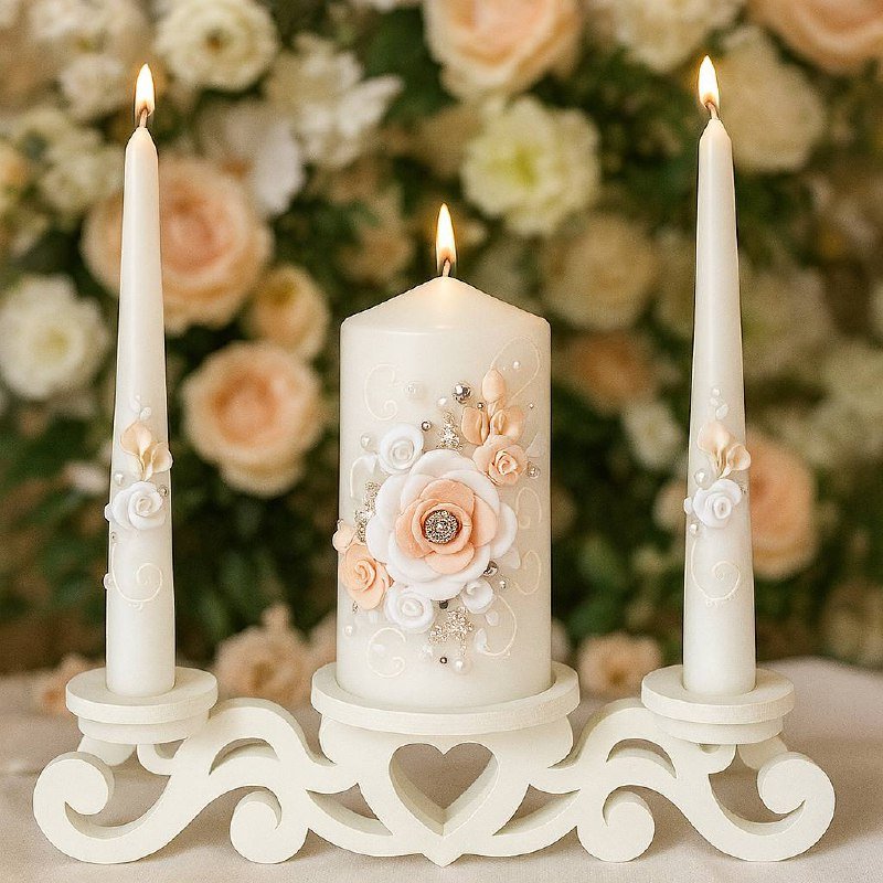 Magik Life Unity Candle Holder for Wedding Ceremony – Wooden Stand for Taper and Pillar Candles - Magik Life