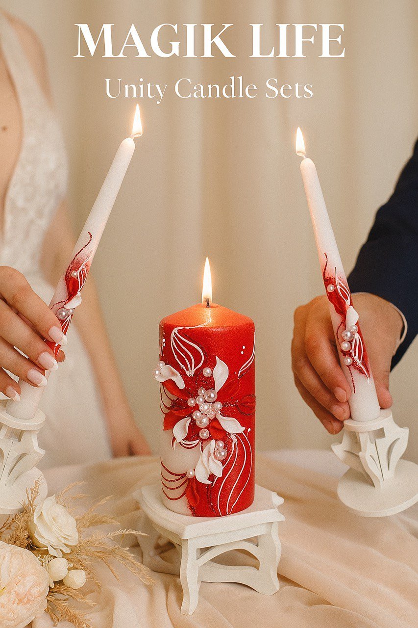 Magik Life Unity Candle Set for Wedding Ceremony – Elegant & Meaningful - Magik Life