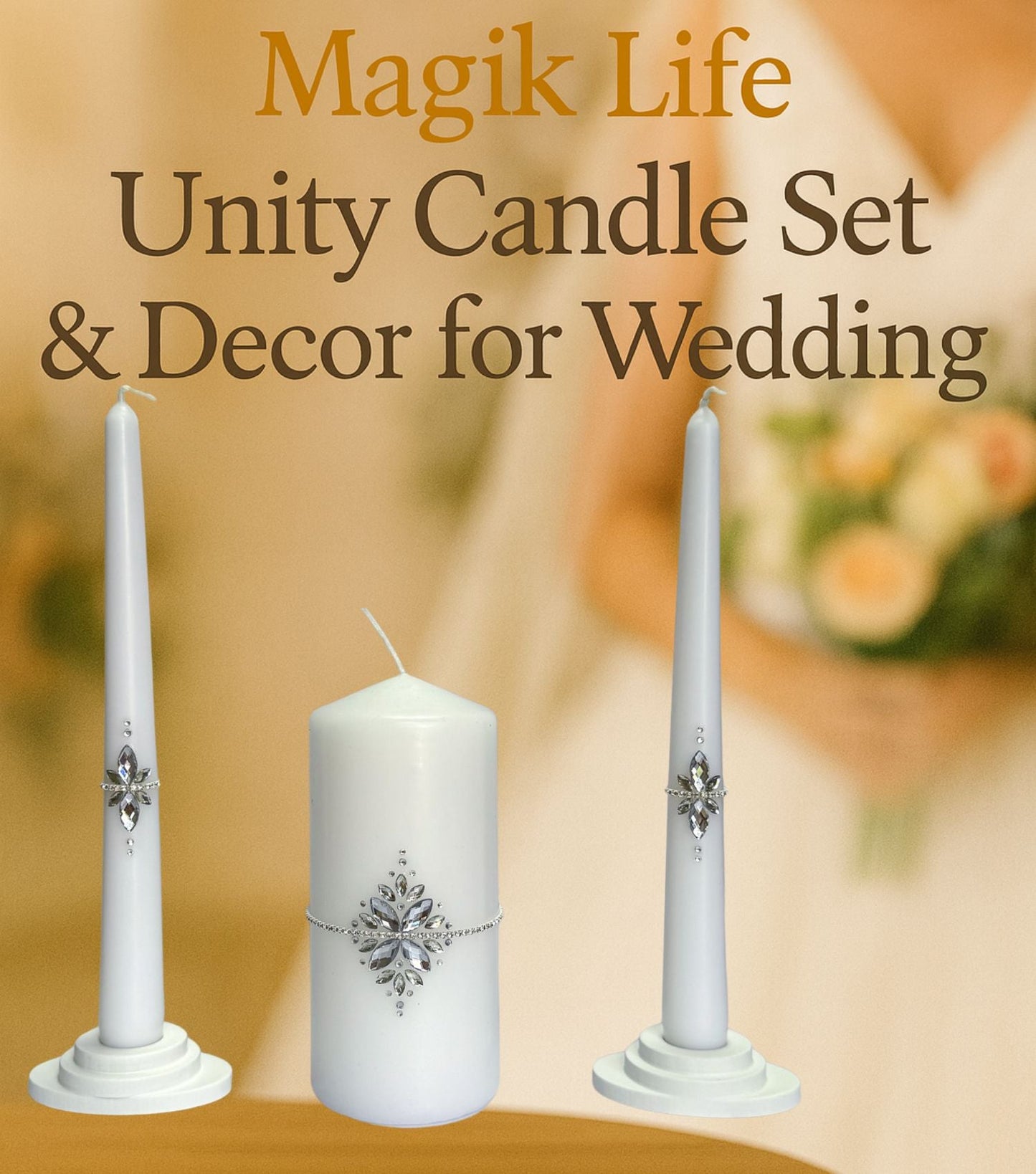 Magik Life Unity Candle Set for Wedding Ceremony – Elegant & Meaningful - Magik Life