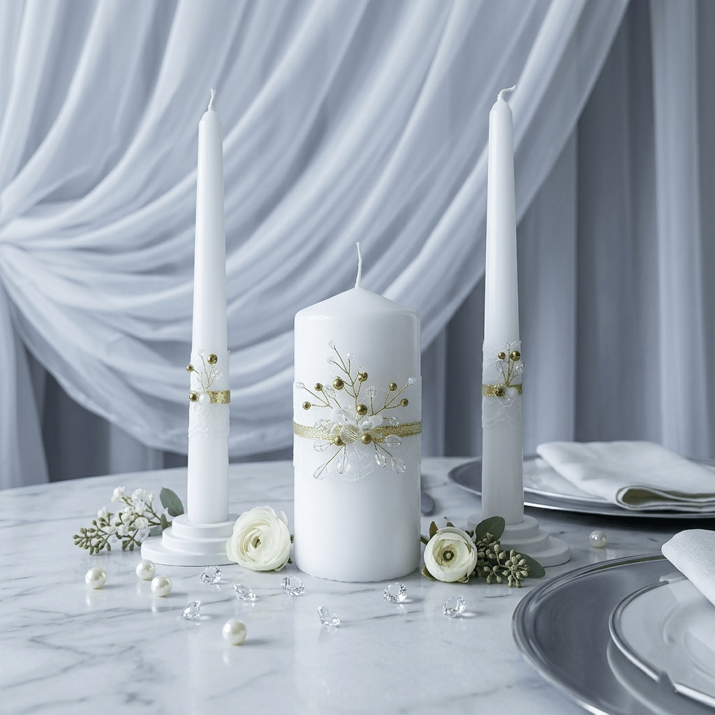 Magik Life Unity Candle Set for Wedding Ceremony – Elegant & Meaningful - Diamond | Gold - Magik Life