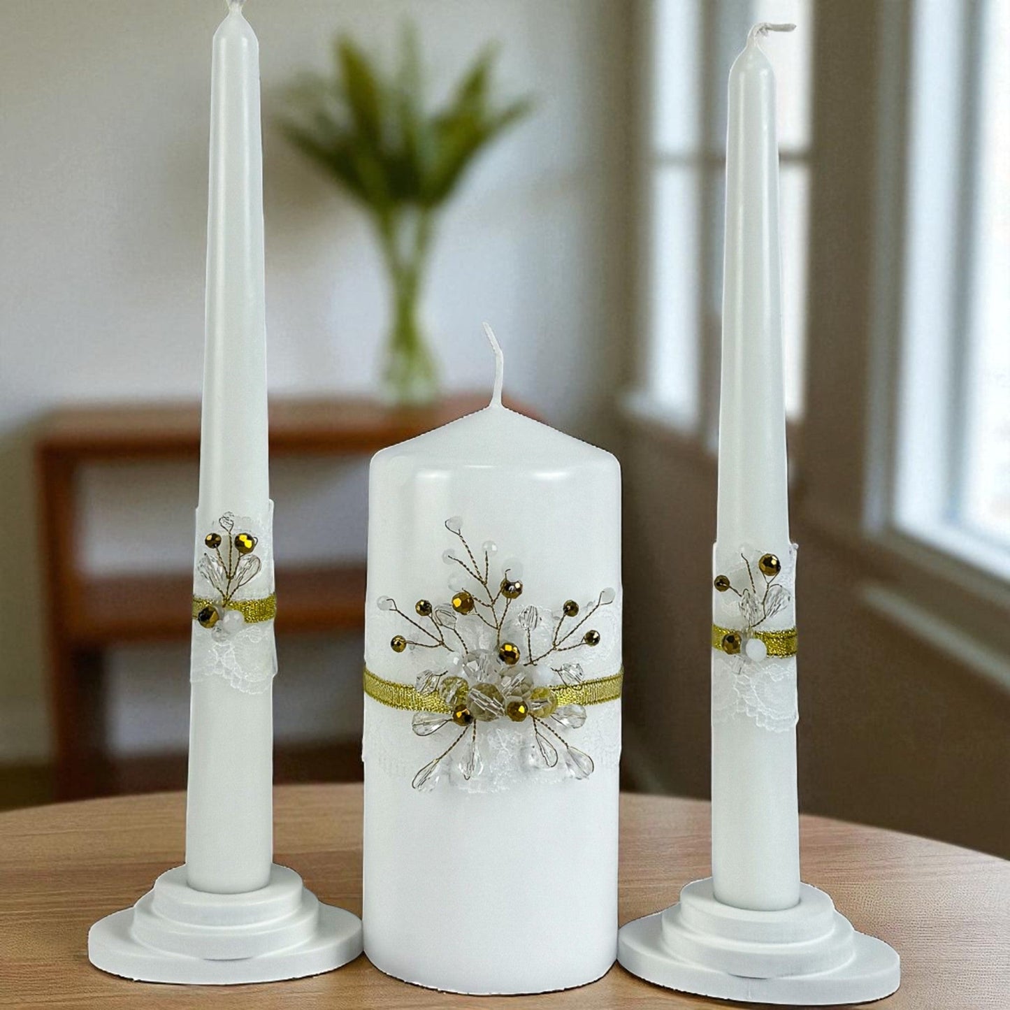 Magik Life Unity Candle Set for Wedding Ceremony – Elegant & Meaningful - Diamond | Gold - Magik Life