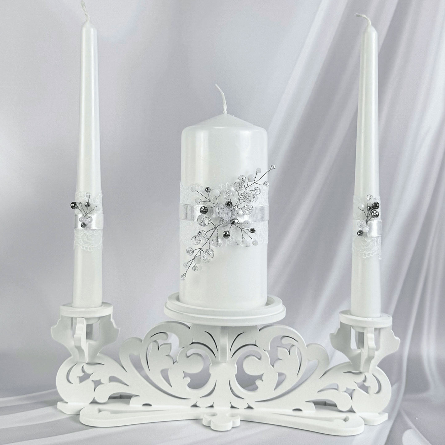 Magik Life Unity Candle Set for Wedding Ceremony – Elegant & Meaningful - Diamond | White - Magik Life