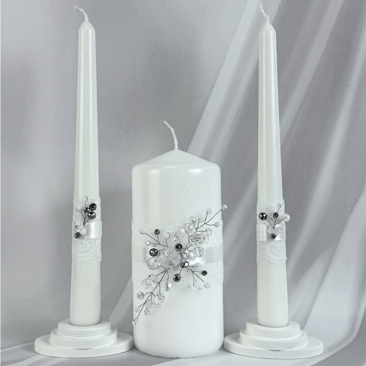 Magik Life Unity Candle Set for Wedding Ceremony – Elegant & Meaningful - Diamond | White - Magik Life