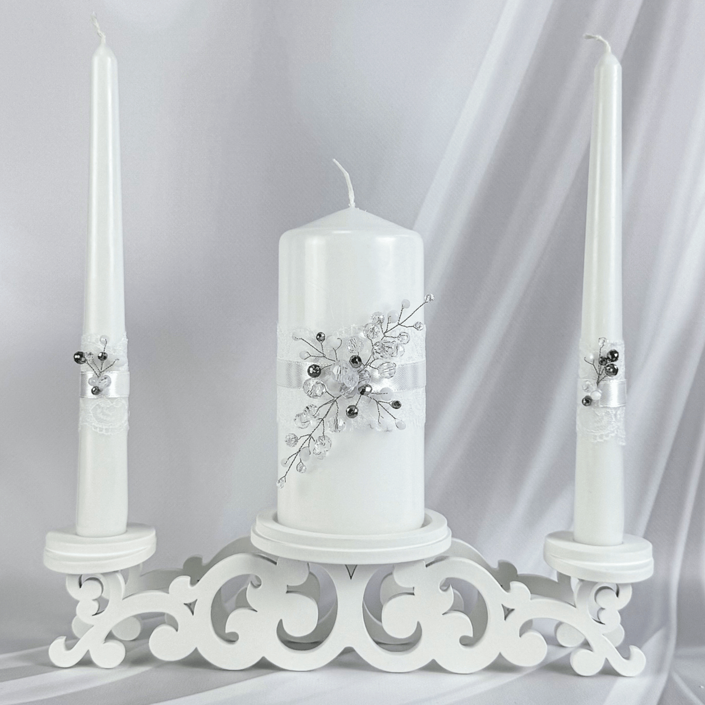 Magik Life Unity Candle Set for Wedding Ceremony – Elegant & Meaningful - Diamond | White - Magik Life