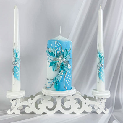 Magik Life Unity Candle Set for Wedding Ceremony – Elegant & Meaningful- White |Turquoise