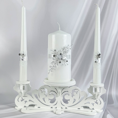 Magik Life Unity Candle Set for Wedding Ceremony – Elegant & Meaningful-Diamond | White