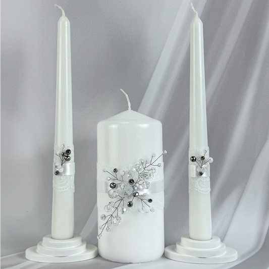 Magik Life Unity Candle Set for Wedding Ceremony – Elegant & Meaningful-Diamond | White