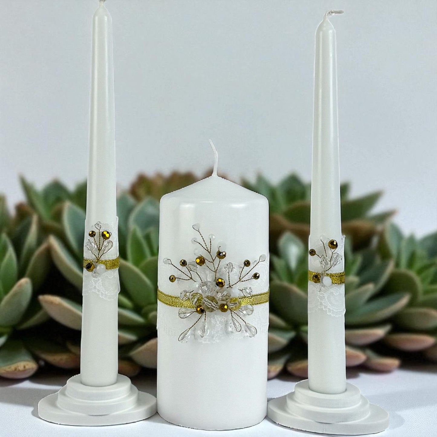 Magik Life Unity Candle Set for Wedding Ceremony – Elegant & Meaningful-Diamond | Gold