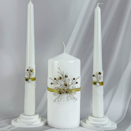 Magik Life Unity Candle Set for Wedding Ceremony – Elegant & Meaningful-Diamond | Gold