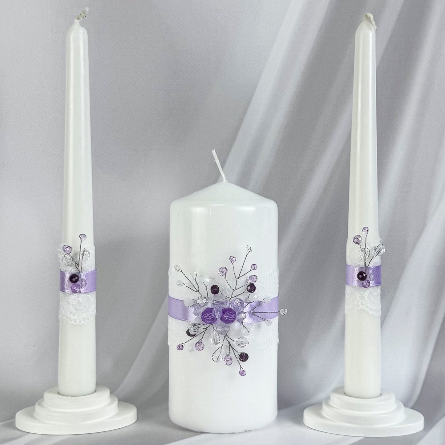 Magik Life Unity Candle Set for Wedding Ceremony – Elegant & Meaningful-Diamond | Purple
