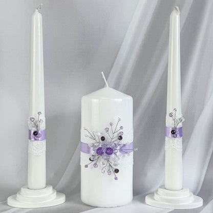 Magik Life Unity Candle Set for Wedding Ceremony – Elegant & Meaningful-Diamond | Purple