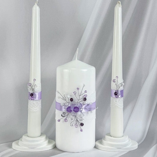 Magik Life Unity Candle Set for Wedding Ceremony – Elegant & Meaningful-Diamond | Purple