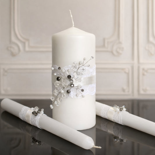 Magik Life Unity Candle Set for Wedding Ceremony – Elegant & Meaningful-Diamond | White