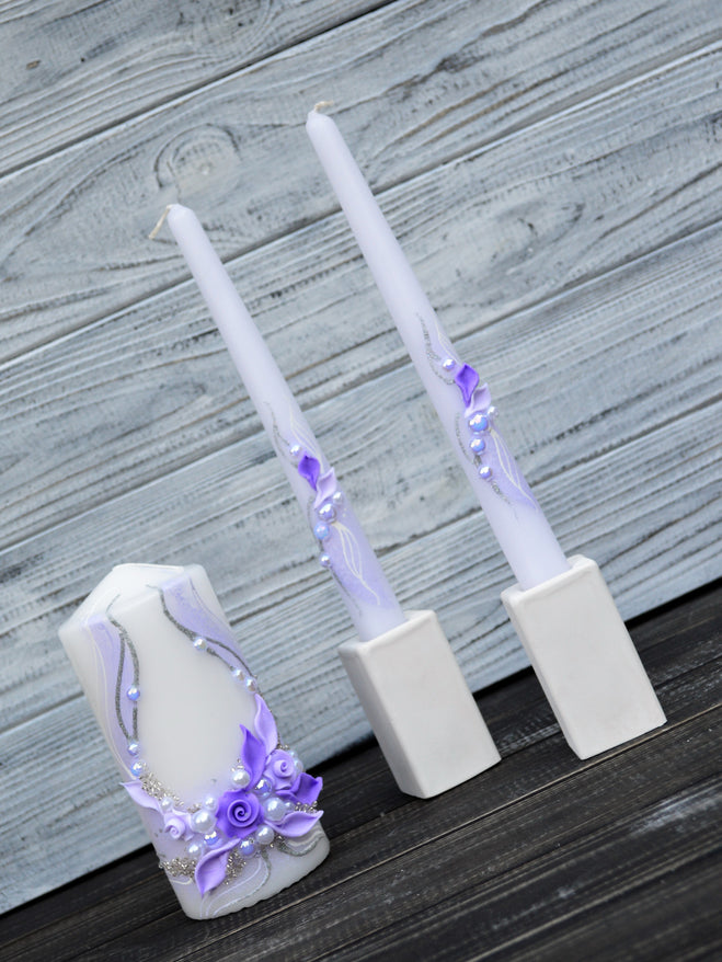 Magik Life Unity Candle Set for Wedding - Wedding Accessories for Reception and Ceremony - Candle Sets – Unity Candle 6 Inch Pillar and 2*10 Inch Tapers- Bachelorette and Engagement Party