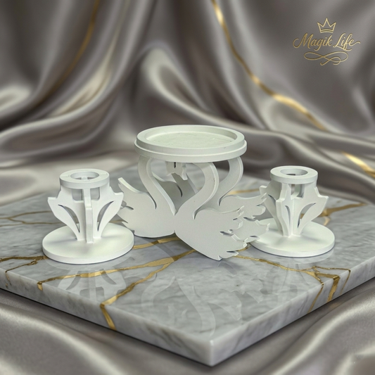 Magik Life Unity Candle Holder for Wedding Ceremony – Wooden Stand for Taper and Pillar Candles