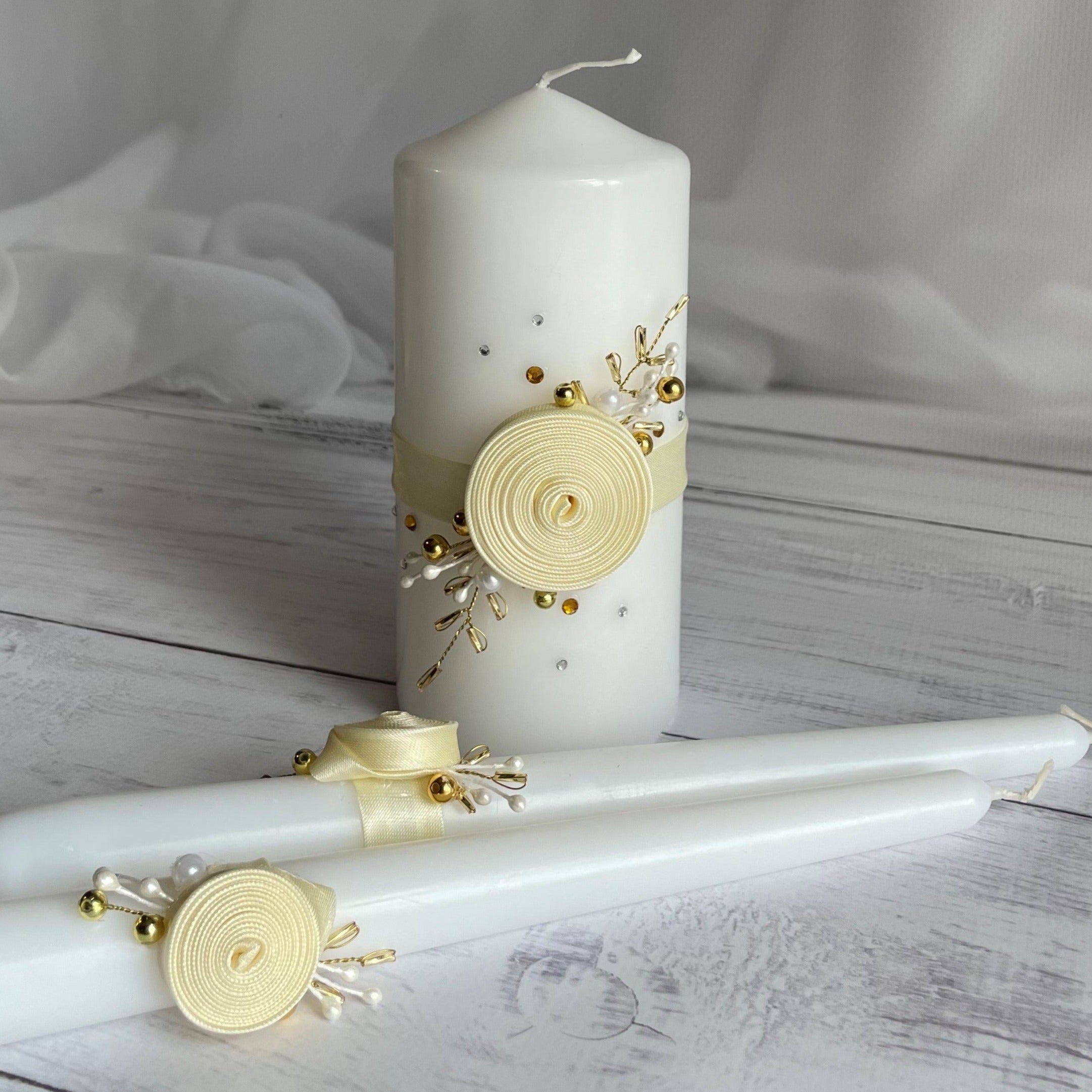 Magik Life Unity Candle Set for Wedding - Wedding Accessories for Reception and Ceremony - Candle Sets – Unity Candle 6 Inch Pillar and 2*10 Inch Tapers- Bachelorette and Engagement Party