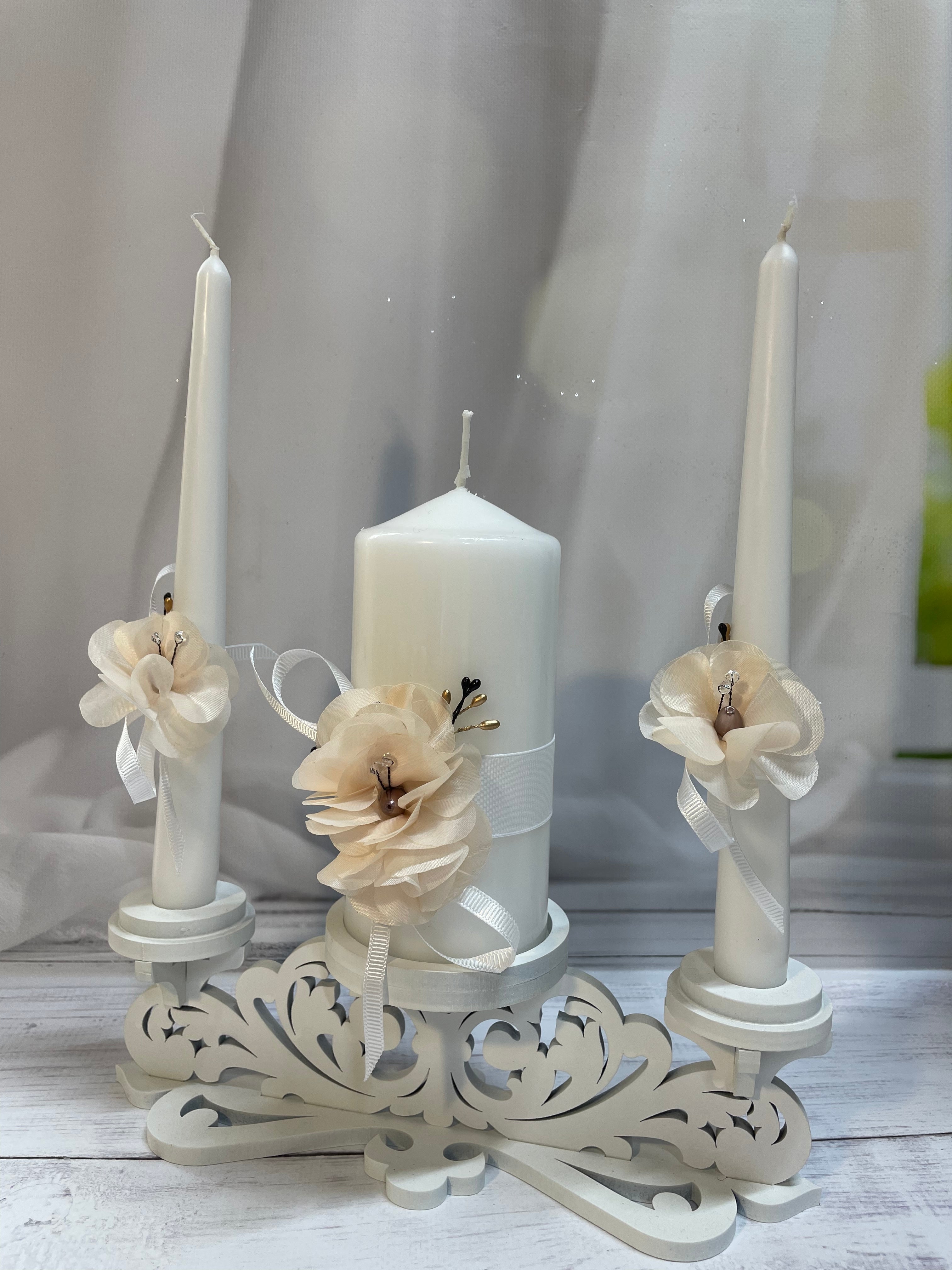 Magik Life Unity Candle Set for Wedding - Wedding Accessories for Reception and Ceremony - Candle Sets – Unity Candle 6 In Pillar and 2*10 In Tapers
