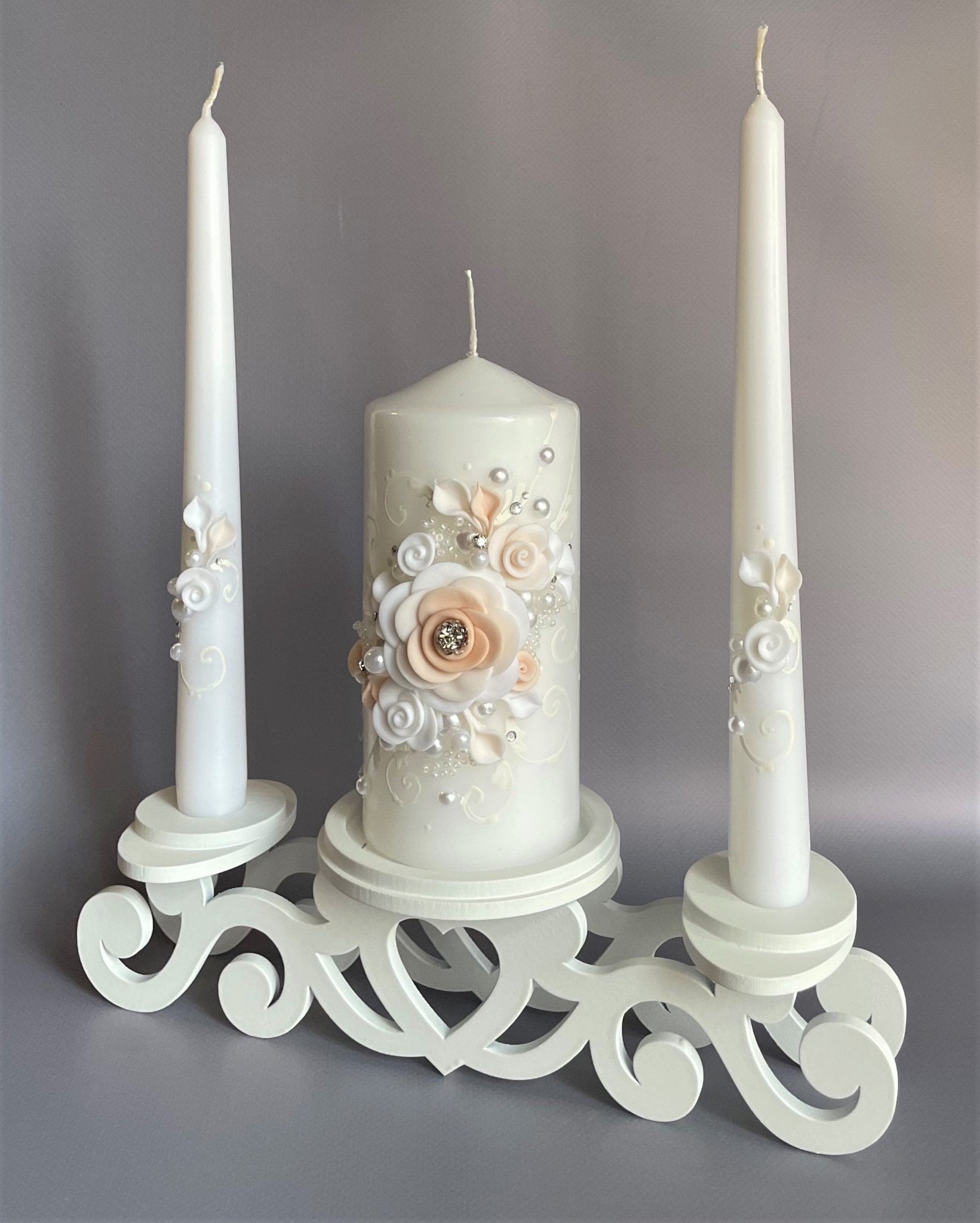 Magik Life Unity Candle Holder for Wedding Ceremony - Unity Candle Stand - Candle Holder Set - Bachelorette and Engagement Party Decoration - Wedding Centerpieces Decorations - Magik Life