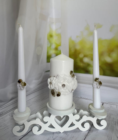 Magik Life Unity Candle Holder for Wedding Ceremony - Unity Candle Stand - Candle Holder Set - Bachelorette and Engagement Party Decoration - Wedding Centerpieces Decorations - Magik Life