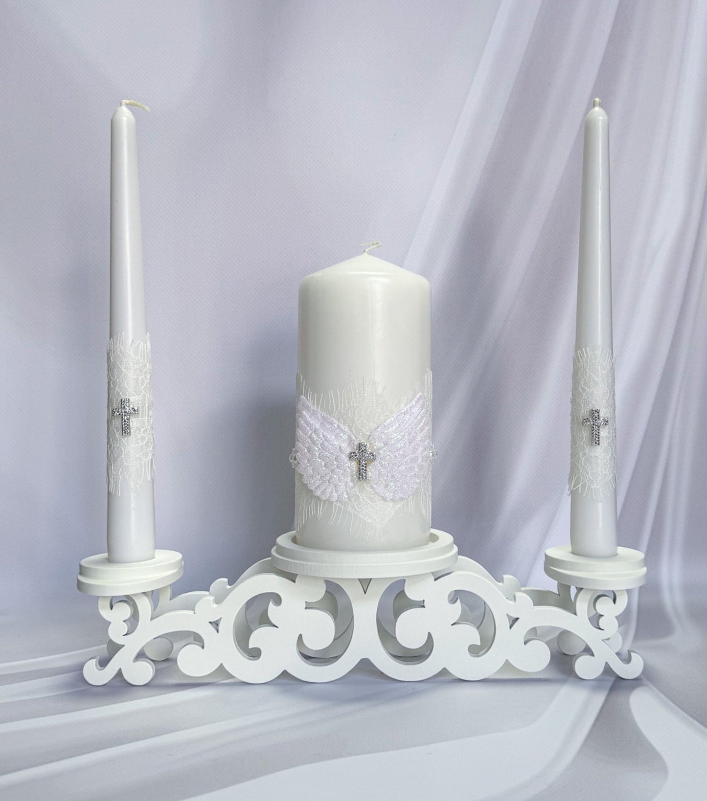 Magik Life Unity Candle Holder for Wedding Ceremony – Wooden Stand for Taper and Pillar Candles - Magik Life