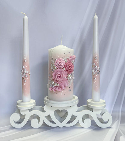 Magik Life Unity Candle Holder for Wedding Ceremony – Wooden Stand for Taper and Pillar Candles - Magik Life