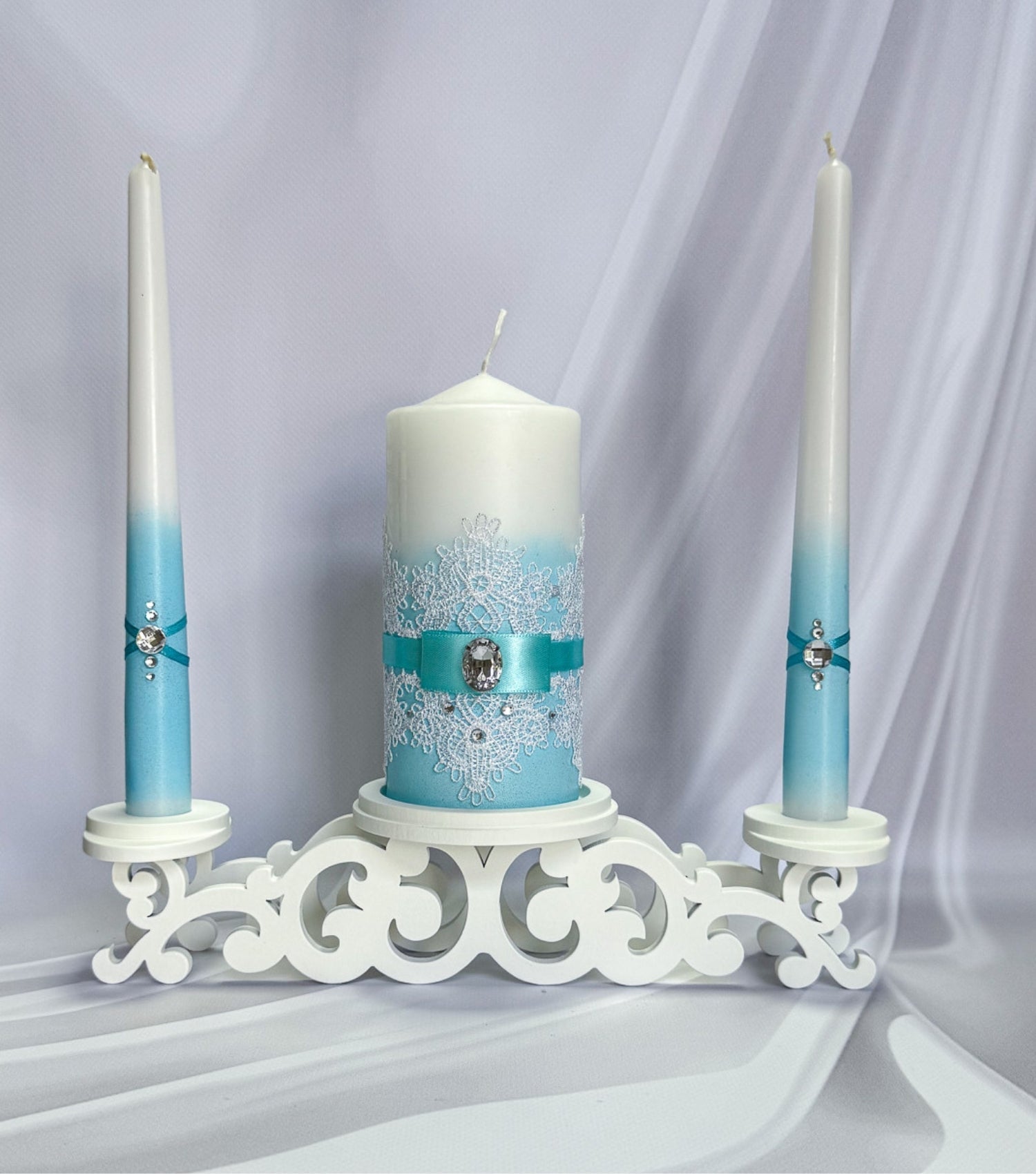 Magik Life Unity Candle Holder for Wedding Ceremony – Wooden Stand for Taper and Pillar Candles - Magik Life