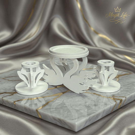 Magik Life Unity Candle Holder for Wedding Ceremony – Wooden Stand for Taper and Pillar Candles - Magik Life