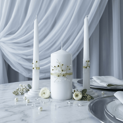 Magik Life Unity Candle Set for Wedding Ceremony – Elegant & Meaningful - Diamond | Gold - Magik Life