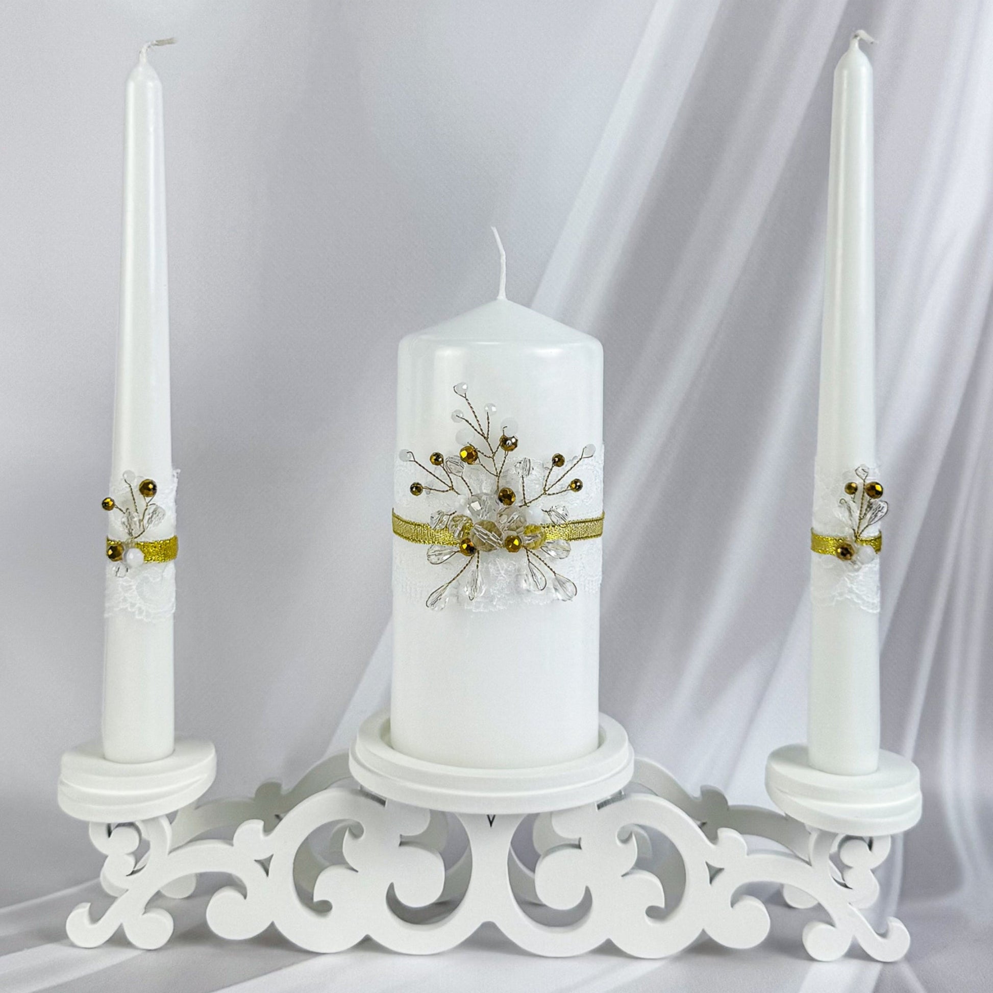 Magik Life Unity Candle Set for Wedding Ceremony – Elegant & Meaningful - Diamond | Gold - Magik Life