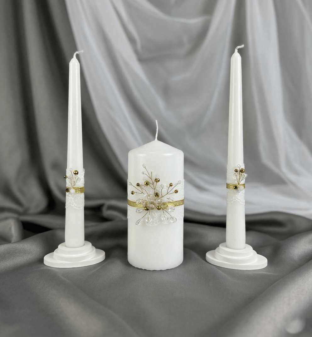 Magik Life Unity Candle Set for Wedding Ceremony – Elegant & Meaningful - Diamond | Gold - Magik Life