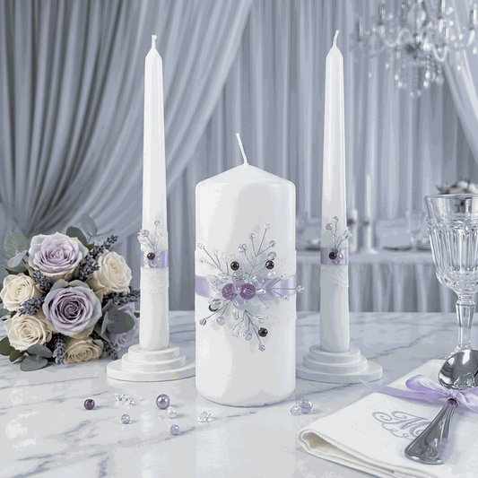 Magik Life Unity Candle Set for Wedding Ceremony – Elegant & Meaningful - Diamond | Purple - Magik Life