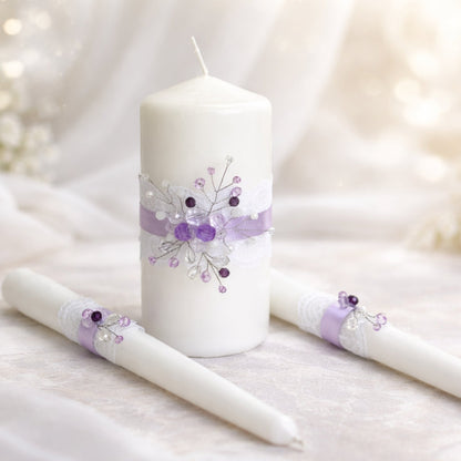 Magik Life Unity Candle Set for Wedding Ceremony – Elegant & Meaningful - Diamond | Purple - Magik Life