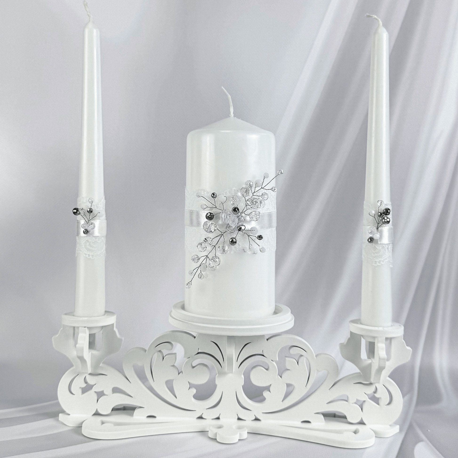 Magik Life Unity Candle Set for Wedding Ceremony – Elegant & Meaningful - Diamond | White - Magik Life