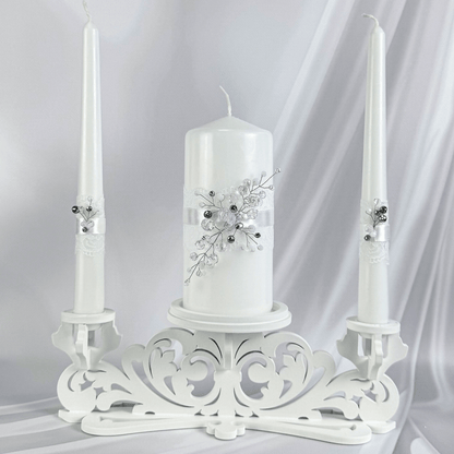 Magik Life Unity Candle Set for Wedding Ceremony – Elegant & Meaningful - Diamond | White - Magik Life