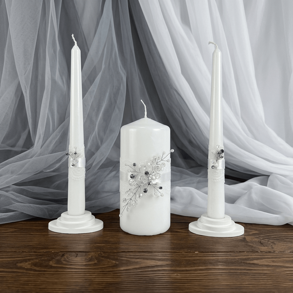 Magik Life Unity Candle Set for Wedding Ceremony – Elegant & Meaningful - Diamond | White - Magik Life