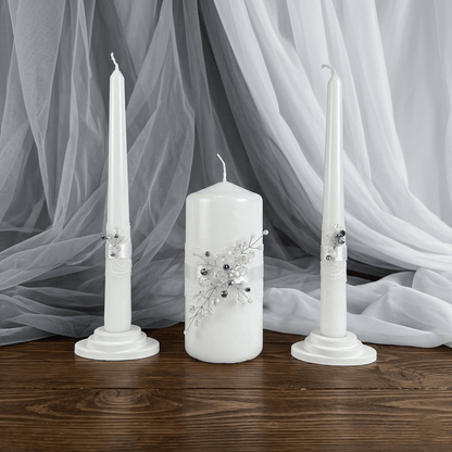 Magik Life Unity Candle Set for Wedding Ceremony – Elegant & Meaningful - Diamond | White - Magik Life