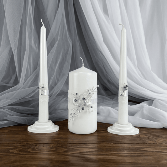 Magik Life Unity Candle Set for Wedding Ceremony – Elegant & Meaningful - Diamond | White - Magik Life