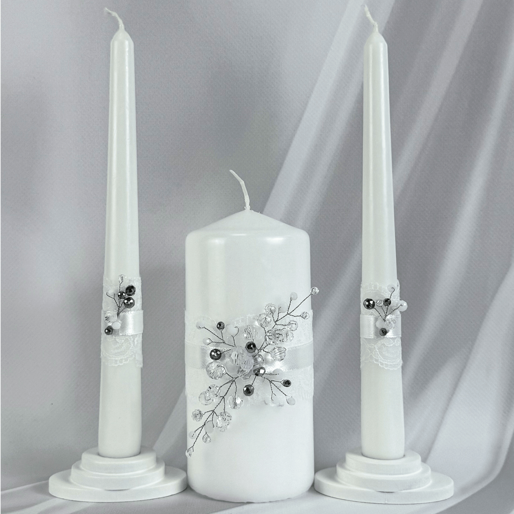 Magik Life Unity Candle Set for Wedding Ceremony – Elegant & Meaningful - Diamond | White - Magik Life