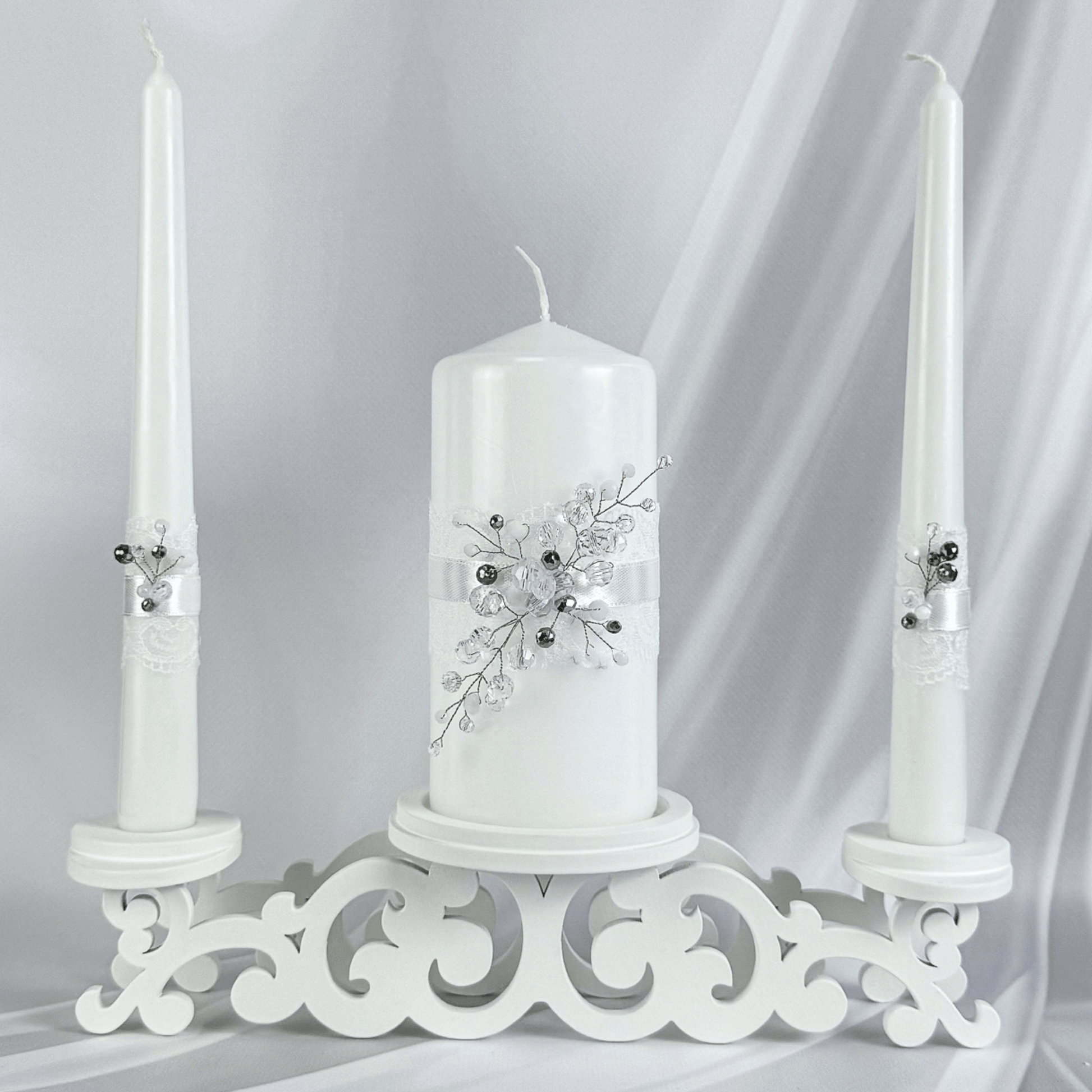 Magik Life Unity Candle Set for Wedding Ceremony – Elegant & Meaningful - Diamond | White - Magik Life