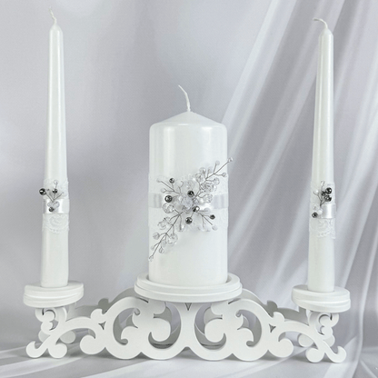 Magik Life Unity Candle Set for Wedding Ceremony – Elegant & Meaningful - Diamond | White - Magik Life