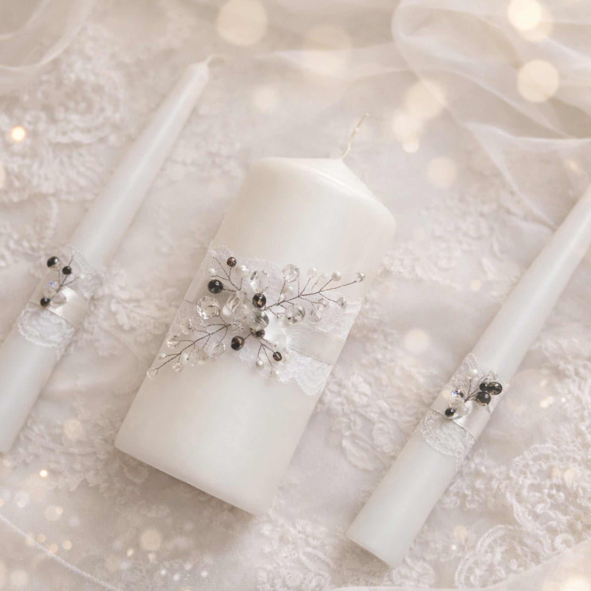 Magik Life Unity Candle Set for Wedding Ceremony – Elegant & Meaningful - Diamond | White - Magik Life