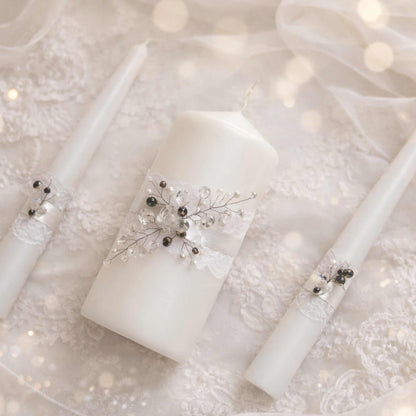 Magik Life Unity Candle Set for Wedding Ceremony – Elegant & Meaningful - Diamond | White - Magik Life