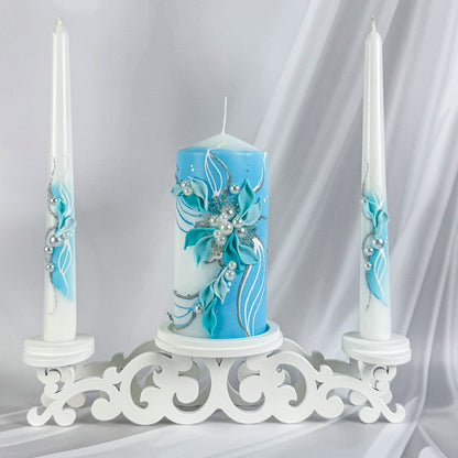 Magik Life Unity Candle Set for Wedding Ceremony – Elegant & Meaningful - White |Turquoise - Magik Life