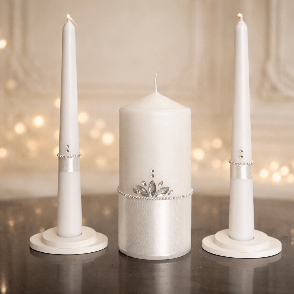 Magik Life Unity Candle Set elegant handmade wedding ceremony candles with one pillar and two taper candles