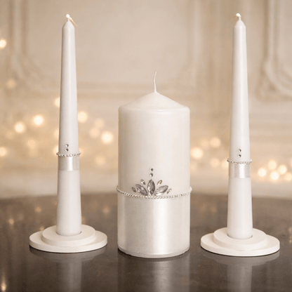 Magik Life Unity Candle Set elegant handmade wedding ceremony candles with one pillar and two taper candles